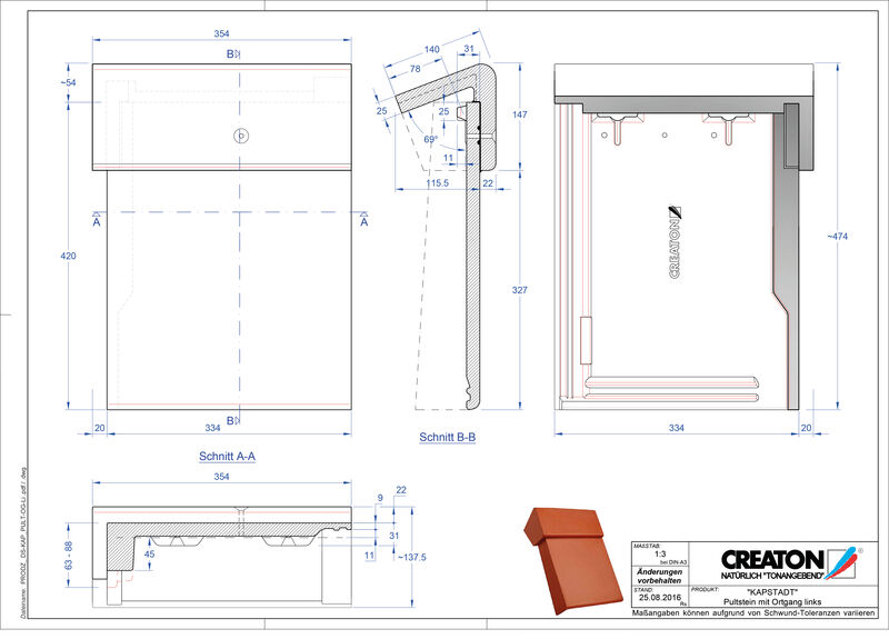 Product CAD file KAPSTADT concrete shed roof tile verge left PultOGL