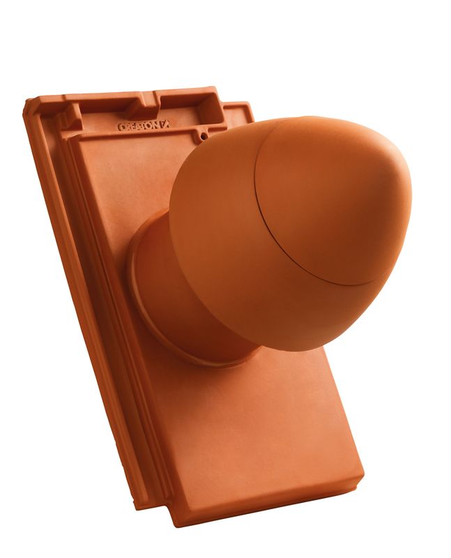 Cheminée d’aération SIGNUM DOM en céramique DN 125 mm avec chapeau dévissable, adaptateur de raccordement pour sous-toiture inclus