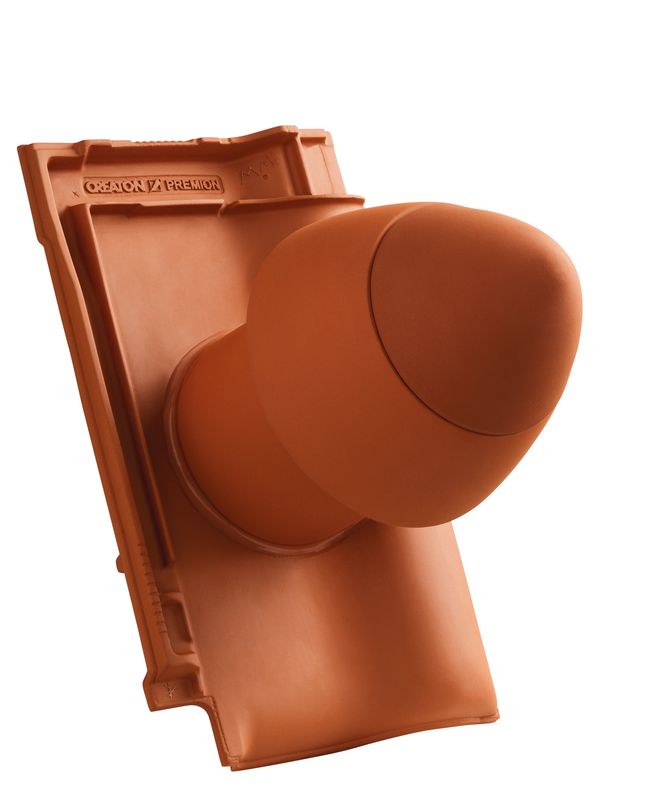 Cheminée d’aération SIGNUM PRE en céramique DN 125 mm avec chapeau dévissable, adaptateur de raccordement pour sous-toiture inclus