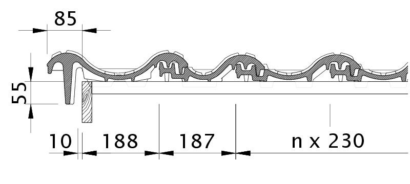 Dessin SINFONIE tuile de rive gauche avec volige OBL
