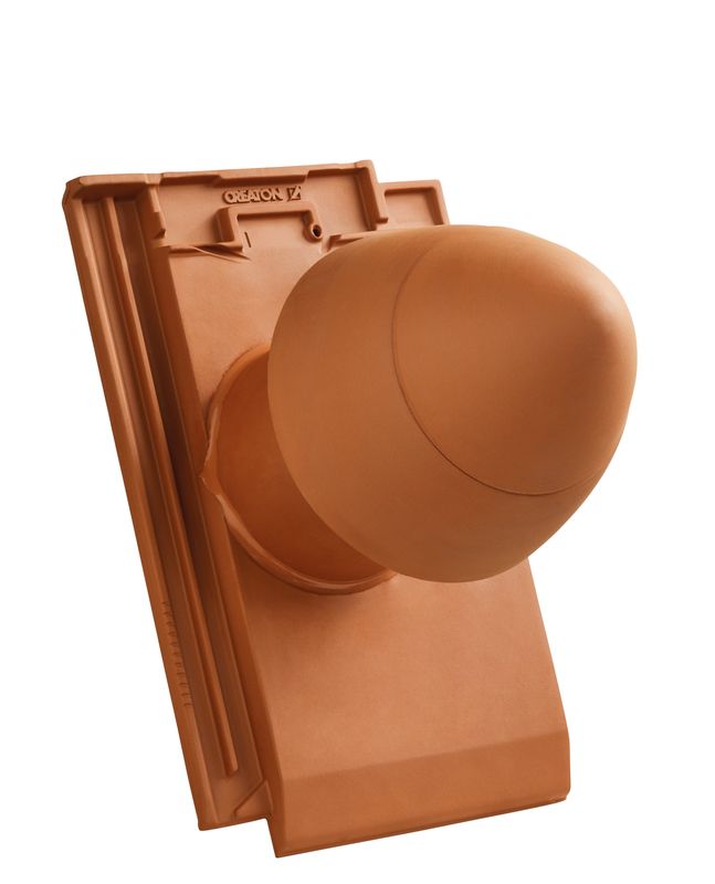 Cheminée d’aération SIGNUM MIK en céramique DN 125 mm avec chapeau dévissable, adaptateur de raccordement pour sous-toiture inclus