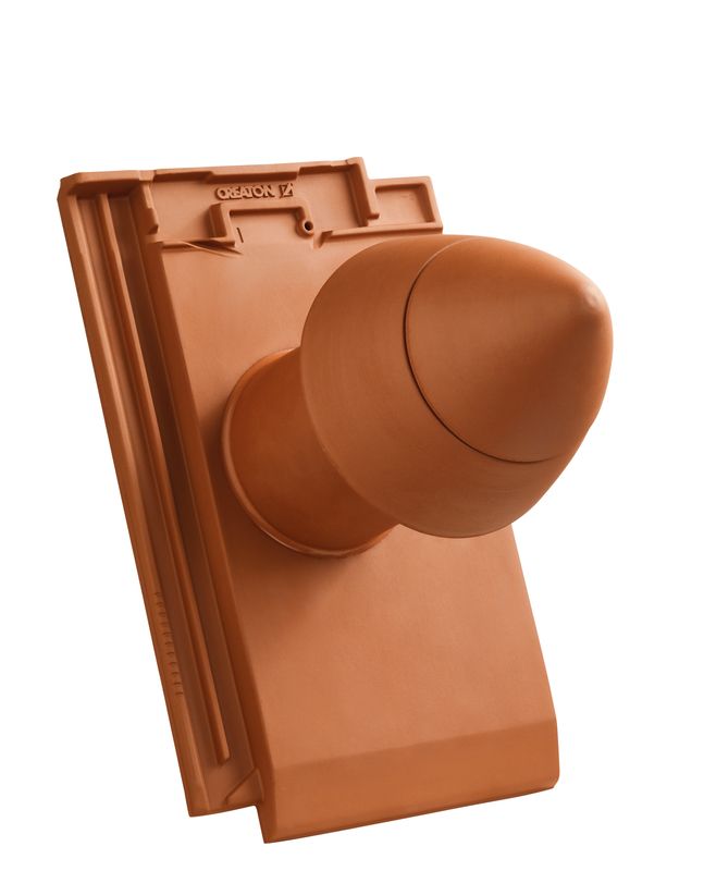 Cheminée d’aération SIGNUM MIK en céramique DN 110 mm avec chapeau dévissable, adaptateur de raccordement pour sous-toiture inclus