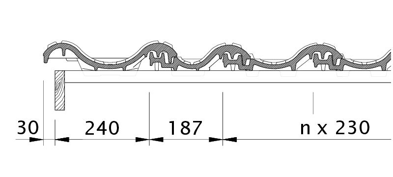 Dessin SINFONIE rive gauche avec bande de rive et tuile double bourrelet ODL