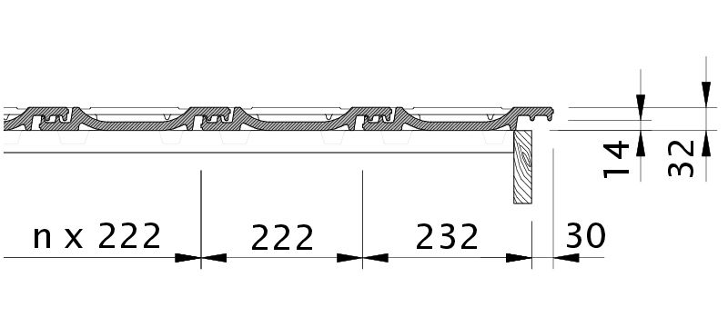 Drawing OPTIMA verge right with verge sheet metal and field tile OFR