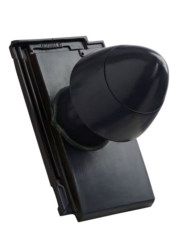 Cheminée d’aération SIGNUM VIS en céramique DN 125 mm avec chapeau dévissable, adaptateur de raccordement pour sous-toiture inclus
