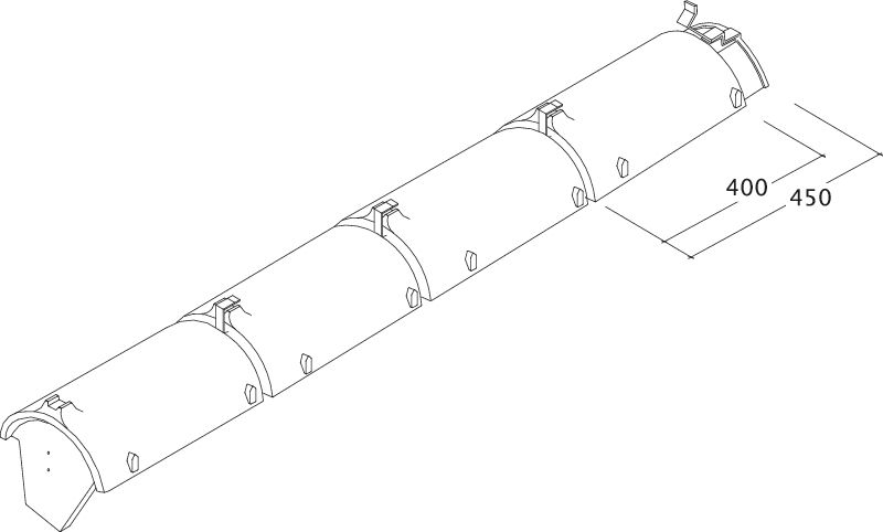 Drawing ridge and hip tile product range PV-Firstziegel-Perspektive