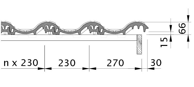 Dessin SINFONIE rive droite avec bande de rive et tuile de couverture OFR