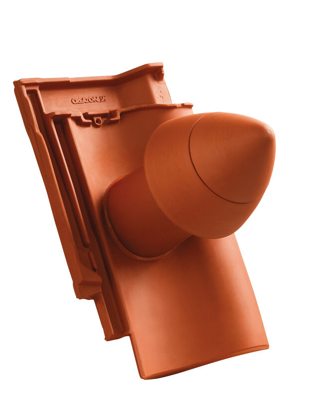 Cheminée d’aération SIGNUM SIN en céramique DN 110 mm avec chapeau dévissable, adaptateur de raccordement pour sous-toiture inclus