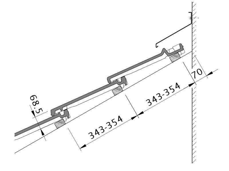 Dessin DOMINO raccord au mur haut avec tuile sous-faîtière/chatière WMF