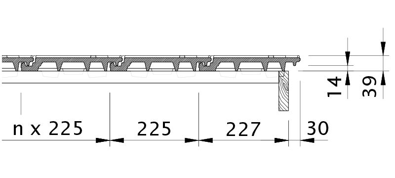 Dessin DOMINO rive droite avec bande de rive et tuile de couverture OFR
