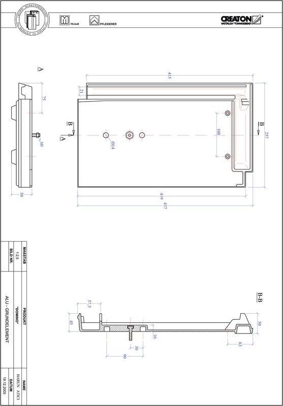 Product CAD file DOMINO base, aluminium GRUNDALU