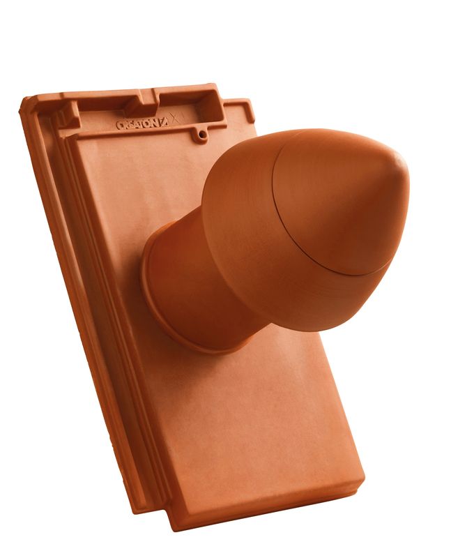 Cheminée d’aération SIGNUM DOM en céramique DN 110 mm avec chapeau dévissable, adaptateur de raccordement pour sous-toiture inclus