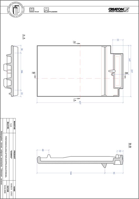 Product CAD file DOMINO ridge connection ventilating double roll tile FALDWZ