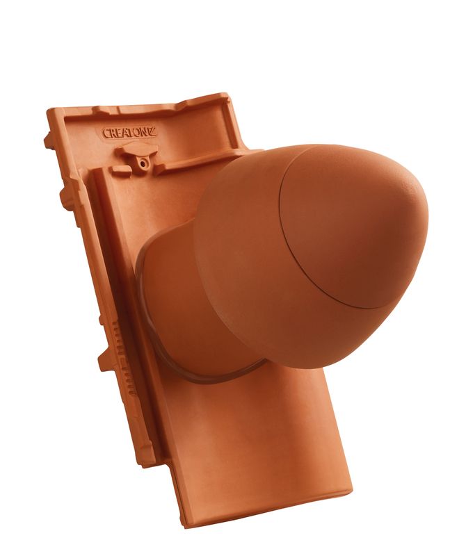 Cheminée d’aération SIGNUM MEL en céramique DN 125 mm avec chapeau dévissable, adaptateur de raccordement pour sous-toiture inclus