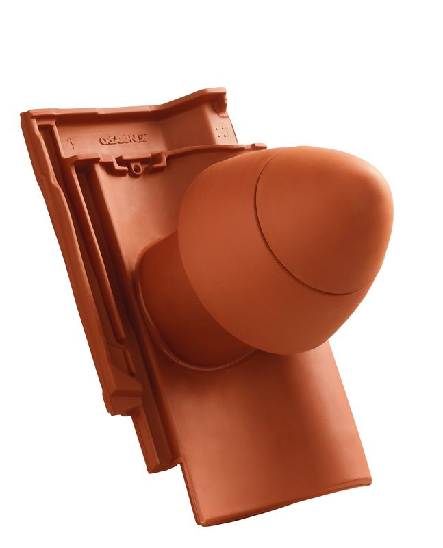 Cheminée d’aération SIGNUM SIN en céramique DN 125 mm avec chapeau dévissable, adaptateur de raccordement pour sous-toiture inclus