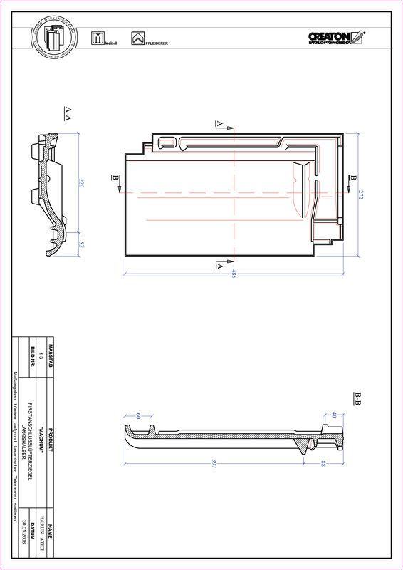 Product CAD file MAGNUM ridge connection ventilating half-width tile FALLH