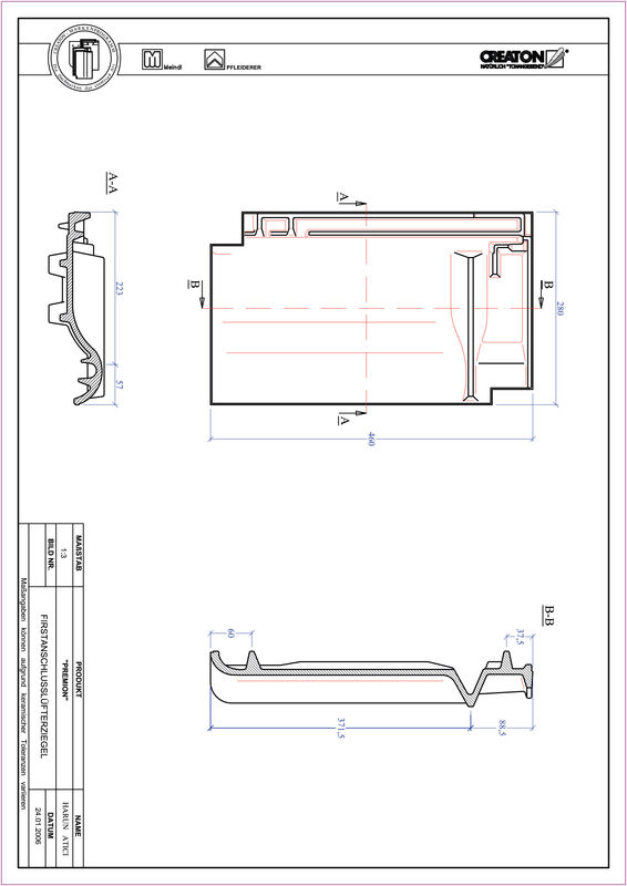 Product CAD file PREMION ridge connection ventilating tile FALZ