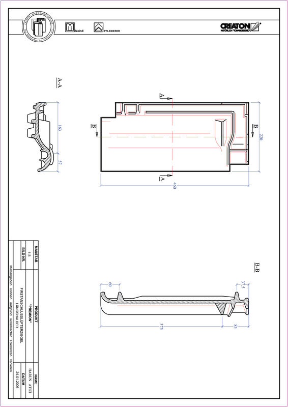 Product CAD file PREMION ridge connection ventilating half-width tile FALLH