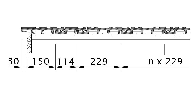 Dessin MIKADO rive gauche avec bande de rive et tuile double bourrelet ODL
