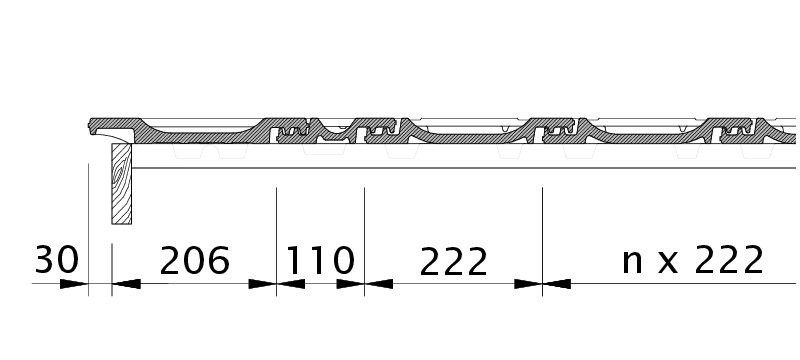 Drawing OPTIMA verge left with verge sheet metal and double roll ODL