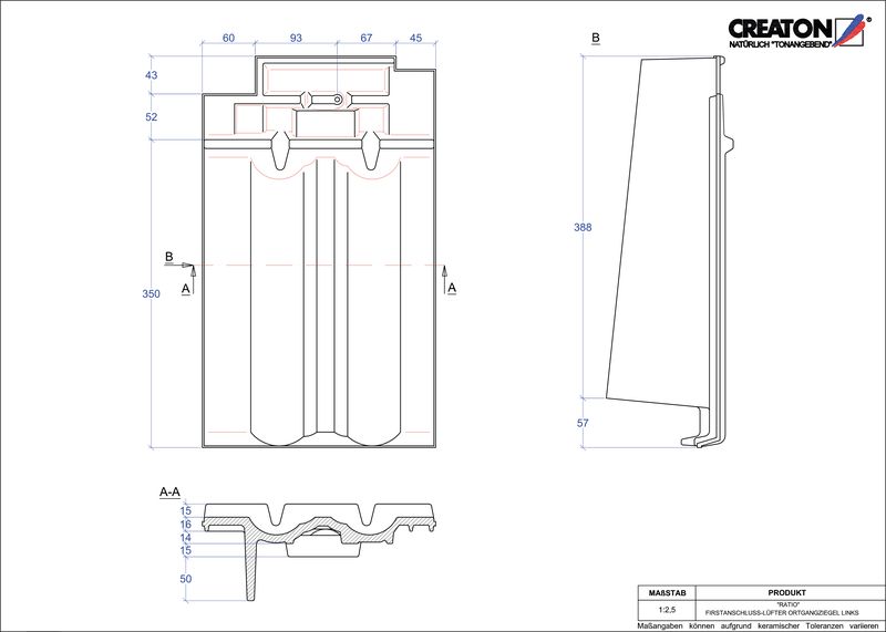 Product CAD file RATIO ridge connection ventilator verge left FALOGL