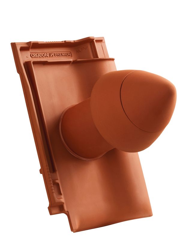 Cheminée d’aération SIGNUM PRE en céramique DN 110 mm avec chapeau dévissable, adaptateur de raccordement pour sous-toiture inclus