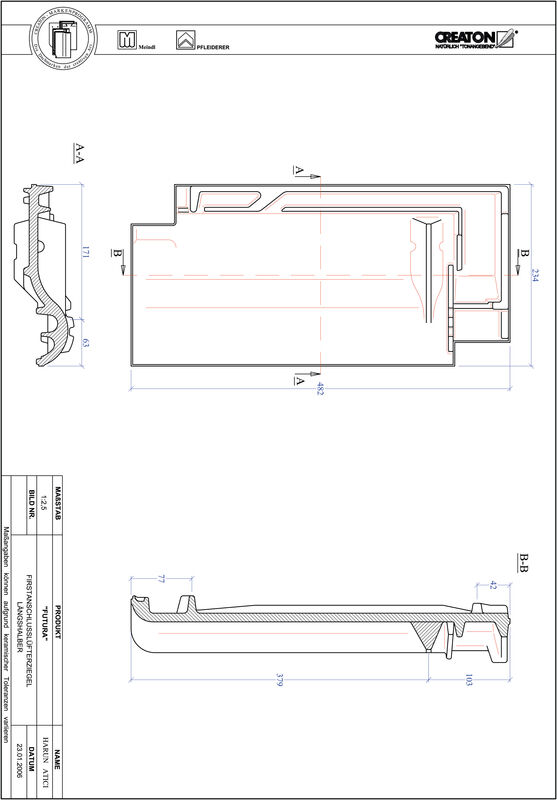 Product CAD file FUTURA ridge connection ventilating half-width tile FALLH