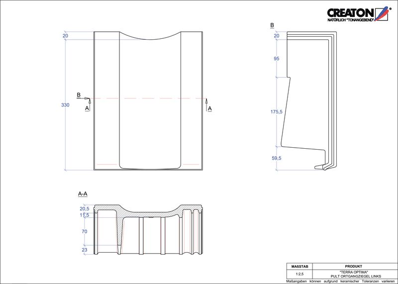 Product CAD file TERRA OPTIMA shed roof tile verge left PULTOGL
